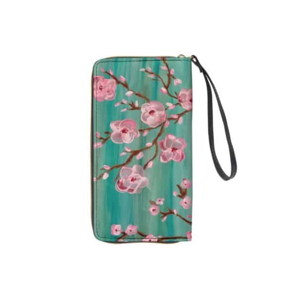 Cherry Blossom Zip Clutch with Strap